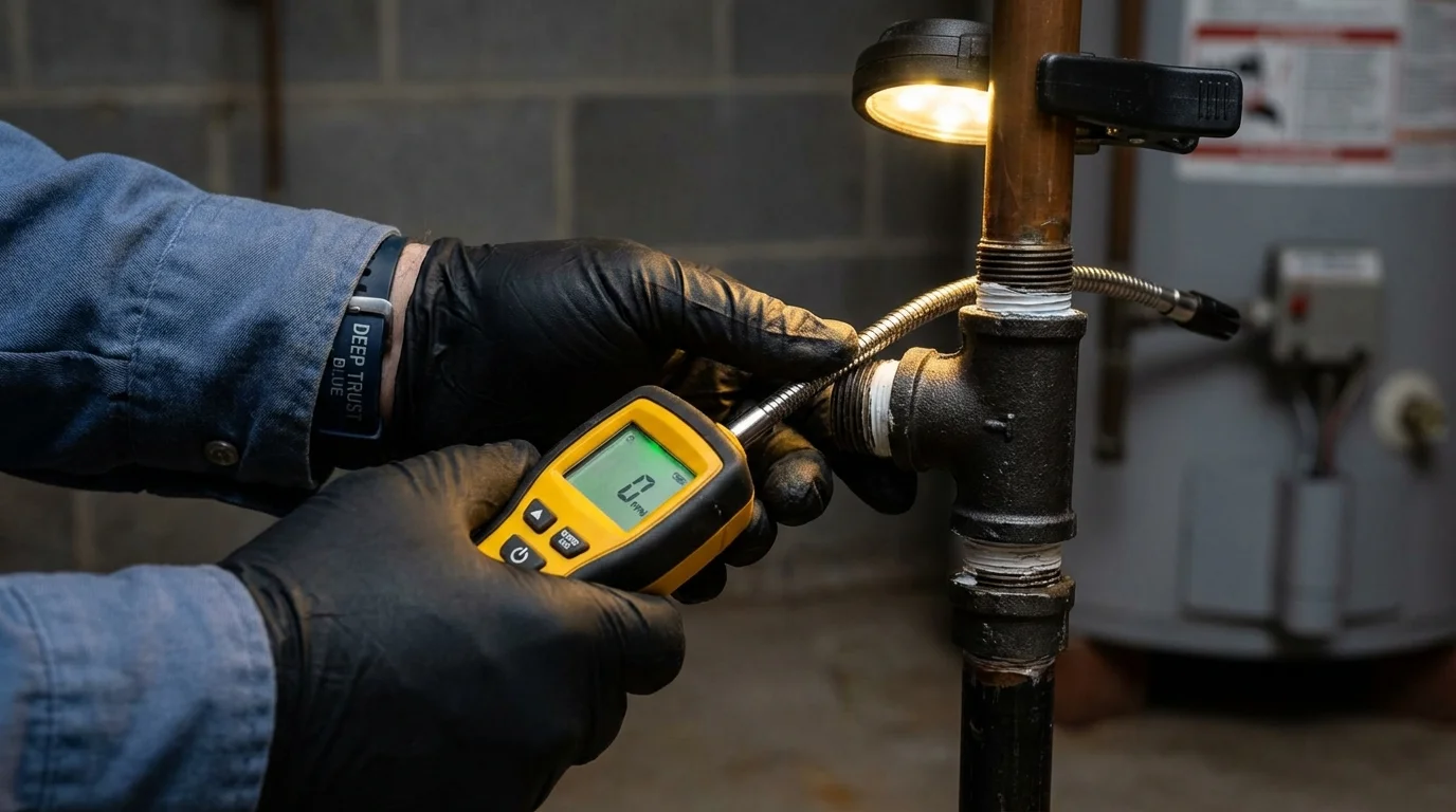 Gas leak detection with electronic sniffer by Johns Plumbing LLC in Natchez