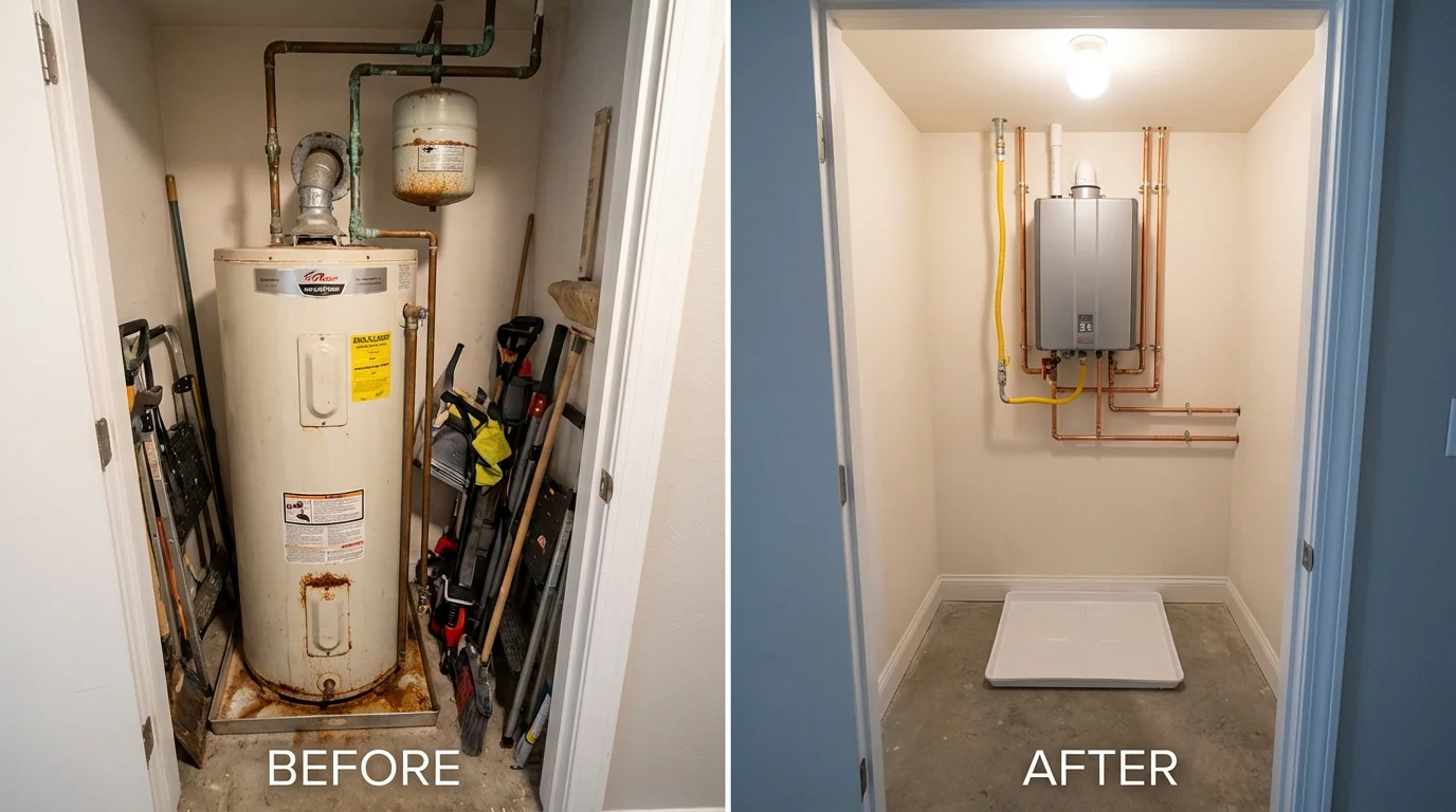 Tank water heater versus wall-mounted tankless unit comparison for Natchez, MS homeowners