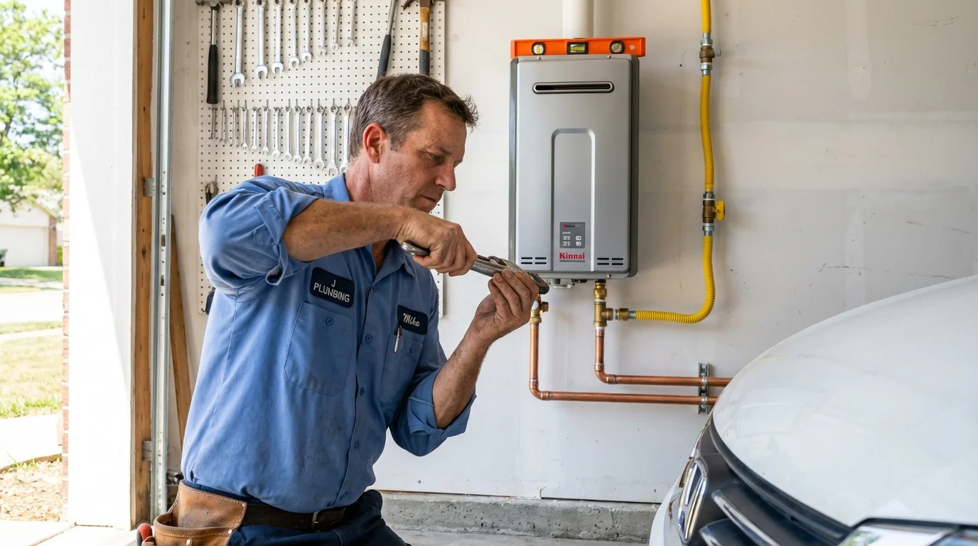 Tankless water heater installation by a Johns Plumbing LLC plumber in Natchez